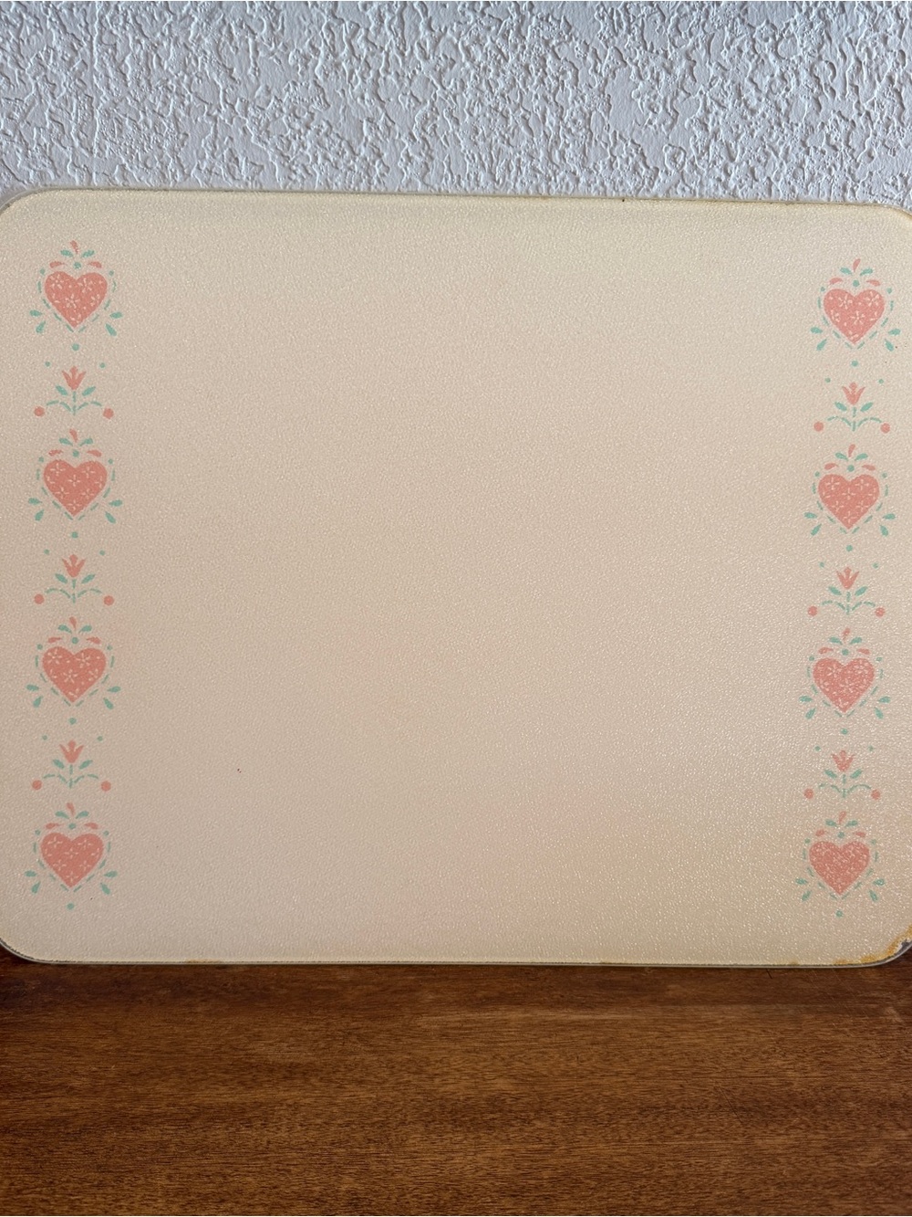 Vintage Corelle Forever Yours 20โ Counter Saver Glass Cutting Board Pink Hearts